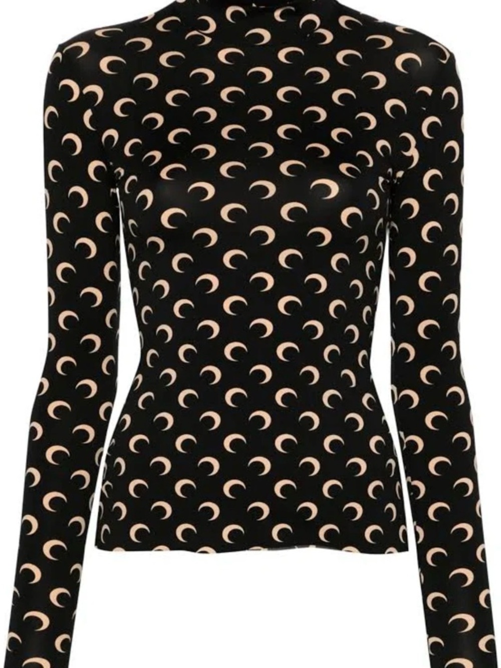 Marine Serre Black Crescent-Print Long-Sleeve top
